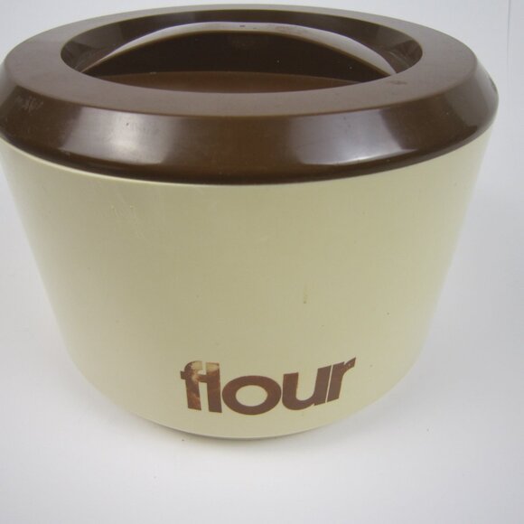 Sterilite 4 pc Vintage Beige / Brown Canisters: Coffee, Tea, Sugar, Flour - Used - Picture 16 of 16